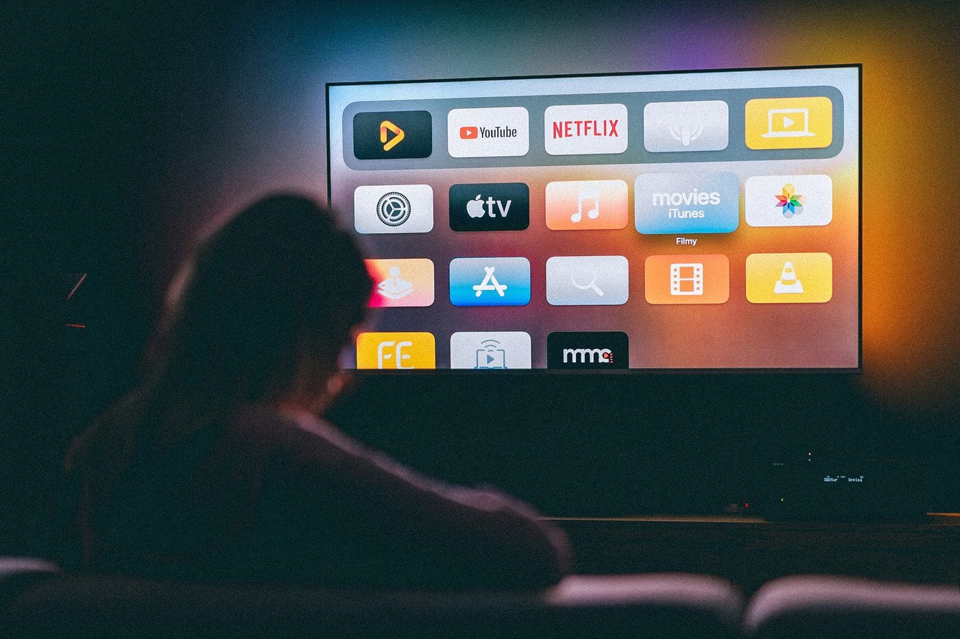 Streaming apps on TV screen - YouTube, Netflix, Apple TV and more platforms available with IPTV Stream in South Africa